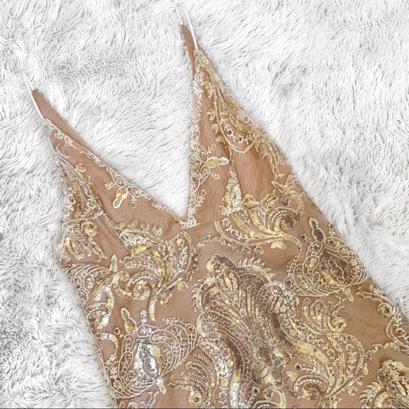 Free People Dresses & Skirts - Free People White & Gold Night Shimmers Mini Dress